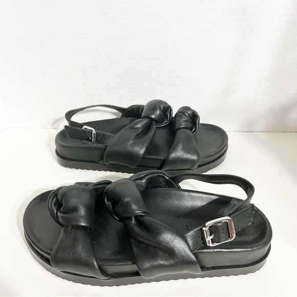 HUSH Naxos Leather Knotted Strapped Sandals Molded Footbed Sling Backs Blacks 🖤 - Picture 7 of 11